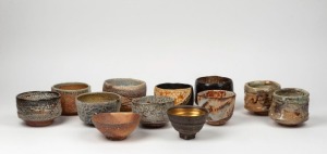 Ten assorted Australian studio pottery tea bowls, the largest 10cm high