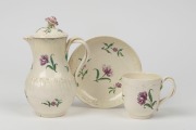 WEDGWOOD creamware lidded jug, teacup and saucer, circa 1780, (3 items), impressed mark "WEDGWOOD", the jug 16.5cm high