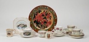 AUSTRALIANA porcelain including Royal Doulton Warratah plate, Warratah cup, saucer and plate, flannel flower tea ware, Sydney Harbour Bridge cup, saucer and plate, koala jug and Sydney Town Hall mug, early to mid 20th century, (18 items), the plate 25.5cm