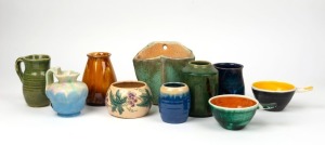 Assorted Australian pottery vases, jugs, wall pocket and ramekins, (11 items), examples by REMUED, McHUGH, ARTHUR MERRIC BOYD, FLORENZ HENDERSON, NORMA TATLOCK, WANDA LINK and others, the wall pocket 16cm high