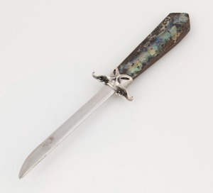 Australian silver paper knife with solid boulder opal handle, 20th century, ​​​​​​​21cm long