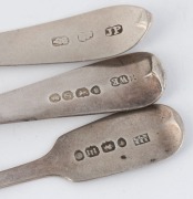 Twenty four assorted bright cut silver teaspoons, mostly CHANNEL ISLANDS or English, mixed vintages and makers, including&nbsp;JACQUES QUESNEL, JEAN LE GALLAIS, THOMAS DE GRUCHY and JOHN&nbsp;LE GALLAIS, WILLIAM BATEMAN and others, 346 grams total - 3