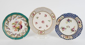 Three antique cabinet plates by Sevres, Swansea and other, 19th century, the largest 24.5cm wide