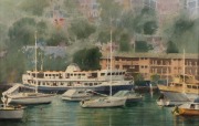 ALLAN WAITE (1924-2010), Lady Northcott At Mossman Bay, watercolour, signed lower left "Waite", ​​​​​​​35 x 53cm, 53 x 72cm overall