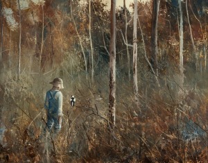 PATRICK SHIRVINGTON (1952 - ), Needing A Friend, oil on board, signed lower right "P. Shirvington", signed and titled verso, 55 x 70cm, 79 x 94cm overall