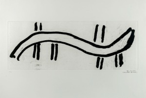 TONY SAMPSON, untitled abstract, lithograph, 66/99, signed and endorsed lower right "Tony Sampson, For His Father, Abie Gangala", 56 x 76cm, 71 x 91cm overall