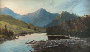 LOUIS FRANK (1839-1923), Tasmanian landscape, oil on board, signed lower left "Louis Frank", ​​​​​​​36 x 61cm, 63 x 87cm overall