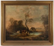 ARTIST UNKNOWN (British School;), (cows in landscape), oil on board, ​​​​​​​60 x 74cm, 67 x 89cm overall - 2