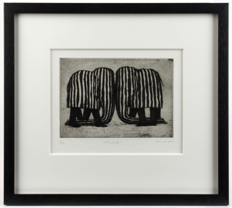 GEOFFREY RICARDO (1964 - ), Mindsets, lithograph, 1/40, signed lower right "Ricardo, 2007", ​​​​​​​20 x 25cm, 37 x 41cm overall