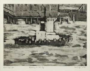 JULIAN TWIGG (1964 - ), Returning to Mort Bay, artist proof lithograph, 1/2, signed lower right "Julian Twigg, 2009", 26 x 32cm, 49 x 55cm overall
