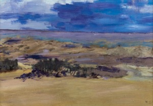 K. SAVILLE-PECK, Sand Hills, Morton Bay, Queensland, oil on board, signed lower right "K. S. P.", 24 x 33cm, 40 x 50cm overall