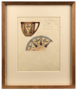VERA WHITESIDES (1886-1941), I. Handbag, II. Teacup and Saucer, watercolour and pencil on paper, the larger 62 x 41cm overall
