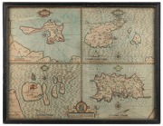 JOHN SPEED two antique hand-coloured maps of Devon, and assorted Channel Islands including Guernsey, dated 1610, the larger 43 x 56cm overall