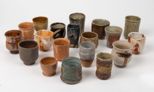 Nineteen assorted Australian studio pottery beakers, the largest 10cm high