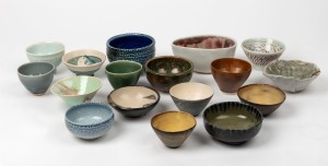 Seventeen assorted Australian ceramic tea bowls and dishes, the largest 8cm high