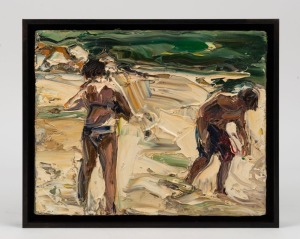 NICHOLAS HARDING (1956-2022), Two Estuary Figures, 2011, oil on canvas, signed and titled verso, 20 x 25cm, 23 x 28cm overall