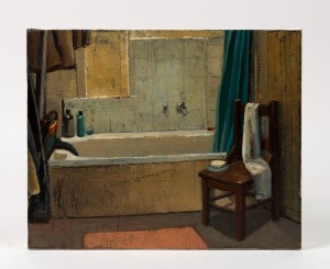 HAYDN WILSON (1955 - ), Interior Series (with bath), 2014, oil on canvas, signed and titled verso, ​​​​​​​20.5 x 25.5cm