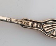 LINTON of Perth boxed set of six Australian silver coffee spoons with wildflower motifs, 20th century, stamped "JAL. ST. SILVER", 8.5cm long, 44 grams total - 3