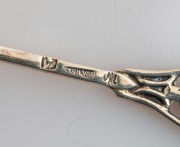 LINTON of Perth boxed set of six Australian silver coffee spoons with wildflower motifs, 20th century, stamped "JAL. ST. SILVER", 8.5cm long, 44 grams total - 5