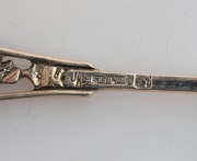 LINTON of Perth boxed set of six Australian silver coffee spoons with wildflower motifs, 20th century, stamped "JAL. ST. SILVER", 8.5cm long, 44 grams total - 6