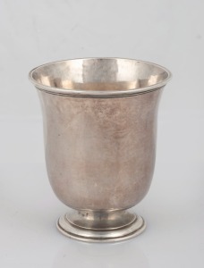 An 18th century CHANNEL ISLANDS silver wine beaker by JACQUES LIMBOUR of Jersey, circa 1772, engraved on the base "H.N.C. 1772", ​​​​​​​9cm high, 108 grams