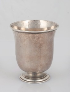 An 18th century CHANNEL ISLANDS silver wine beaker by JACQUES LIMBOUR of Jersey, circa 1772, engraved on the base "H.N.C. 1772", 9cm high, 108 grams
