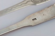 Antique early 19th century CHANNEL ISLANDS bright cut silver sugar tongs by T. DE GRUCHY & J. LE GALLAIS of Jersey, circa 1839, engraved "ELACS. 18 Dec. 1839.", 15cm long, 43 grams - 2