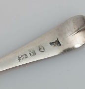 Assorted antique CHANNEL ISLANDS bright cut silver teaspoons and serving spoons, 19th and 20th century, (13 items), makers include JOHN LE GALLAIS, JEAN LE PAGE, and some London made over-stamped examples, the largest 23cm long, 270 grams total - 6