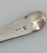 Assorted antique CHANNEL ISLANDS bright cut silver teaspoons and serving spoons, 19th and 20th century, (13 items), makers include JOHN LE GALLAIS, JEAN LE PAGE, and some London made over-stamped examples, the largest 23cm long, 270 grams total - 7