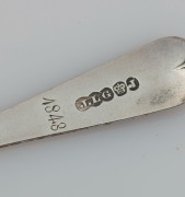 Assorted antique CHANNEL ISLANDS bright cut silver teaspoons and serving spoons, 19th and 20th century, (13 items), makers include JOHN LE GALLAIS, JEAN LE PAGE, and some London made over-stamped examples, the largest 23cm long, 270 grams total - 12