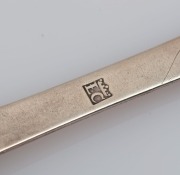 An 18th century CHANNEL ISLANDS silver trefid spoon by THOMAS CARTAULT of Jersey, circa 1760, engraved "I.B.L.", 18cm long, 28 grams - 2