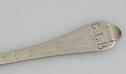 An 17th/18th century CHANNEL ISLANDS silver trefid spoon stamped "C.I." or "G.I.", most likely from Jersey, circa 1700, engraved "G.L.B.", 19cm long, 38 grams - 3