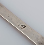 An 18th century CHANNEL ISLANDS silver trefid spoon stamped "G.S." of Jersey, circa 1735, engraved "S.L.G.", 19cm long, 28 grams - 2