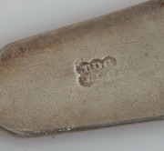 Seven assorted 18th century CHANNEL ISLANDS silver serving spoons and tablespoons, Jersey makers including GEORGE HAMON (2), PIERRE AMIRAUX, (2), THOMAS DE GRUCHY & JEAN LE GALLAIS, plus an unidentified example stamped "L.C." possibly CHEVALIER, ​​​​​​​th - 3