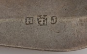Seven assorted 18th century CHANNEL ISLANDS silver serving spoons and tablespoons, Jersey makers including GEORGE HAMON (2), PIERRE AMIRAUX, (2), THOMAS DE GRUCHY & JEAN LE GALLAIS, plus an unidentified example stamped "L.C." possibly CHEVALIER, ​​​​​​​th - 6