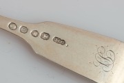 Set four sterling silver knives and forks retailed by CHANNEL ISLANDS silversmith&nbsp;JOHN LE GALLAIS of Jersey, mid 19th century, ​​​​​​​the spoons 18cm long, 382 grams total - 5