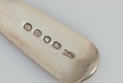 Set four sterling silver knives and forks retailed by CHANNEL ISLANDS silversmith&nbsp;JOHN LE GALLAIS of Jersey, mid 19th century, ​​​​​​​the spoons 18cm long, 382 grams total - 7