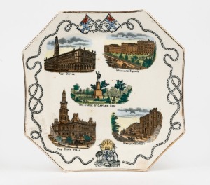 "ADVANCE AUSTRALIA" Federation porcelain plate, circa 1885, stamped "Designed By G. Hodgson. Jun. & Co. Summer Hill, Rd. No. 29565", 24cm wide