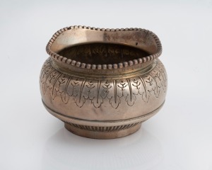 HENRY STEINER of Adelaide, antique Australian silver salt cellar, 19th century, stamped "H. STEINER, ADELAIDE" with pictorial marks, 3.5cm high, 5.5cm wide, 48 grams