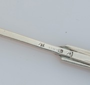 LINTON of Perth set of six Australian silver coffee spoons, two teaspoons, and a pâté knife, all decorated with Western Australian wildflowers, (9 items), stamped "JAL SILVER", the knife 12.5cm long, 100 grams total - 3