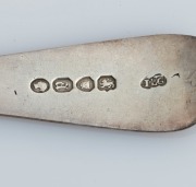 Eight assorted antique silver table and dessert spoons, CHANNEL ISLANDS made or over-struck, maker include PIERRE AMIRAUX, JEAN LE GALLAIS, THOMAS DE GRUCHY and JOHN LE GALLAIS, CHARLES WILLIAM QUESNEL, GEORGE MAUGER, and GEORGE HAMON, the larger 22cm lon - 3