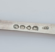 Eight assorted antique silver table and dessert spoons, CHANNEL ISLANDS made or over-struck, maker include PIERRE AMIRAUX, JEAN LE GALLAIS, THOMAS DE GRUCHY and JOHN LE GALLAIS, CHARLES WILLIAM QUESNEL, GEORGE MAUGER, and GEORGE HAMON, the larger 22cm lon - 5