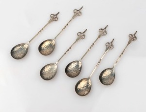 SARGISONS of Hobart set of six Australian silver spoons, stamped "STG. SILVER", 11.5cm long, 50 grams total