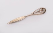 HARRIS & SON of Western Australia, silver paper knife with native floral&nbsp;decoration, in original branded box, stamped "GUMNUT, HARRIS & SON, STG. SIL.", ​​​​​​​16cm long, 36 grams