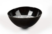 LOUISE BOSCACCI porcelain bowl with web interior, signed "Boscacci 2003" with exhibition gallery No.5, ​​​​​​​9.5cm high, 19.5cm wide