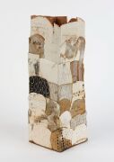 ARTIST UNKNOWN contemporary Australian studio pottery vase of square form with incised and pencil inscriptions including "Artists" and "Designers", 47cm high - 2