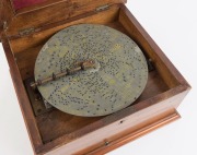 An antique polyphon music player in walnut case with floral marquetry top, late 19th century, 18cm high, 40cm wide, 36cm deep - 2