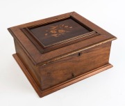 An antique polyphon music player in walnut case with floral marquetry top, late 19th century, 18cm high, 40cm wide, 36cm deep - 5