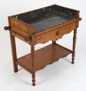 A French oak scullery washstand with black marble top, 19th century, ​​​​​​​77cm high, 89cm wide, 47cm deep - 2