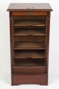 An antique walnut office cabinet with tambour front, late 19th century, 91cm high, 49cm wide, 40cm deep - 2